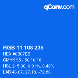 Color code: RGB 11 103 235 | qconv.com