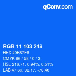 Farbcode: RGB 11 103 248 | qconv.com