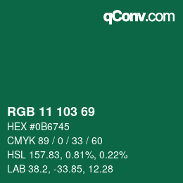 Color code: RGB 11 103 69 | qconv.com