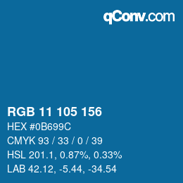 カラーコード: RGB 11 105 156 | qconv.com