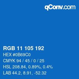 Color code: RGB 11 105 192 | qconv.com
