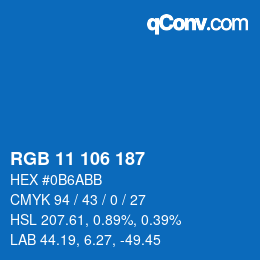 Color code: RGB 11 106 187 | qconv.com