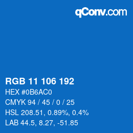 Color code: RGB 11 106 192 | qconv.com
