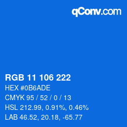 Color code: RGB 11 106 222 | qconv.com