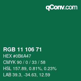 Color code: RGB 11 106 71 | qconv.com