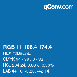 カラーコード: RGB 11 108.4 174.4 | qconv.com