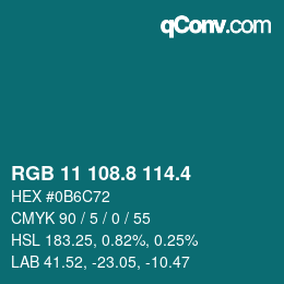 カラーコード: RGB 11 108.8 114.4 | qconv.com