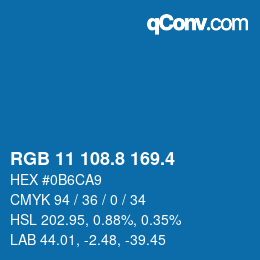 カラーコード: RGB 11 108.8 169.4 | qconv.com