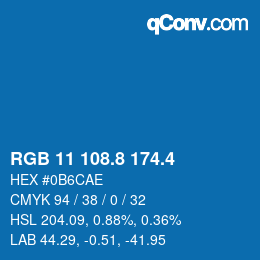カラーコード: RGB 11 108.8 174.4 | qconv.com