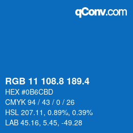 カラーコード: RGB 11 108.8 189.4 | qconv.com