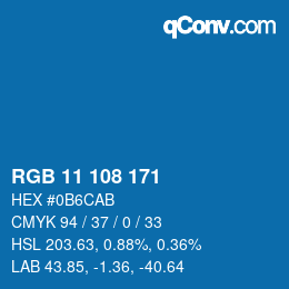 Color code: RGB 11 108 171 | qconv.com