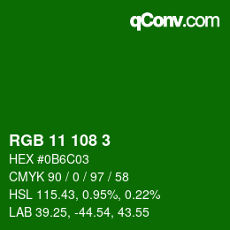 Color code: RGB 11 108 3 | qconv.com