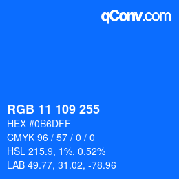 Color code: RGB 11 109 255 | qconv.com