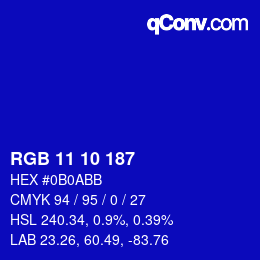 Color code: RGB 11 10 187 | qconv.com
