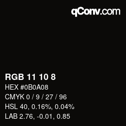 Farbcode: RGB 11 10 8 | qconv.com