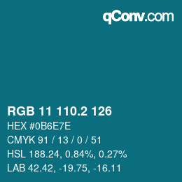 カラーコード: RGB 11 110.2 126 | qconv.com