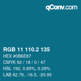 カラーコード: RGB 11 110.2 135 | qconv.com