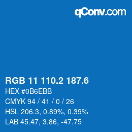 カラーコード: RGB 11 110.2 187.6 | qconv.com