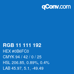 Color code: RGB 11 111 192 | qconv.com