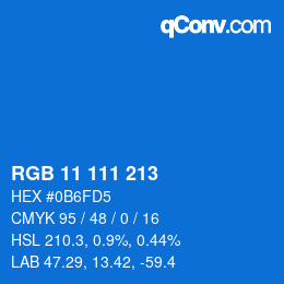 Color code: RGB 11 111 213 | qconv.com