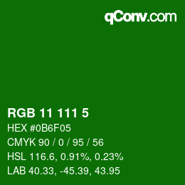 Color code: RGB 11 111 5 | qconv.com