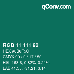 Color code: RGB 11 111 92 | qconv.com
