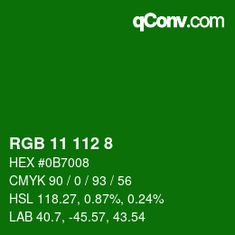 Color code: RGB 11 112 8 | qconv.com