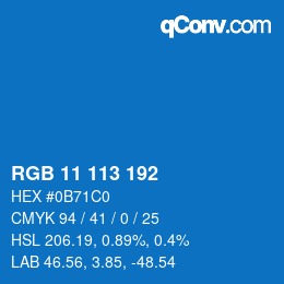 Color code: RGB 11 113 192 | qconv.com