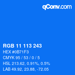 Color code: RGB 11 113 243 | qconv.com