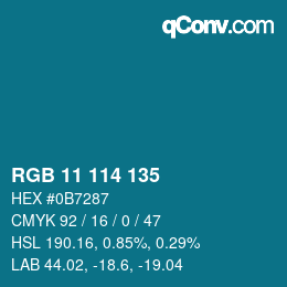 Color code: RGB 11 114 135 | qconv.com