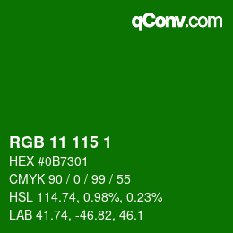 Color code: RGB 11 115 1 | qconv.com
