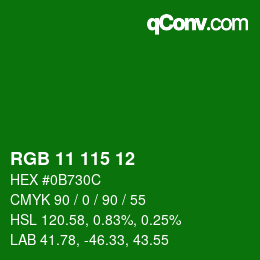 Color code: RGB 11 115 12 | qconv.com