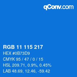 Color code: RGB 11 115 217 | qconv.com