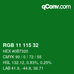 Color code: RGB 11 115 32 | qconv.com