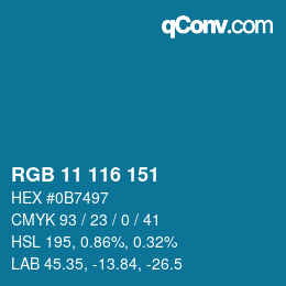 Color code: RGB 11 116 151 | qconv.com