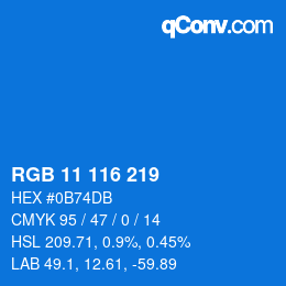 Color code: RGB 11 116 219 | qconv.com