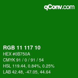 Color code: RGB 11 117 10 | qconv.com