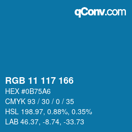 Color code: RGB 11 117 166 | qconv.com