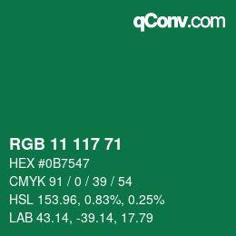 Color code: RGB 11 117 71 | qconv.com