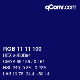 Color code: RGB 11 11 100 | qconv.com
