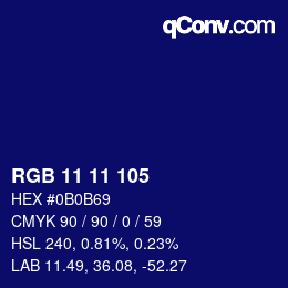 カラーコード: RGB 11 11 105 | qconv.com