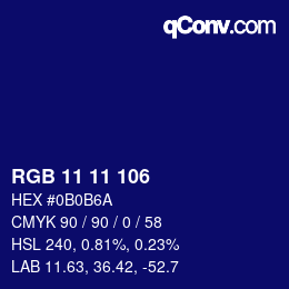 Color code: RGB 11 11 106 | qconv.com