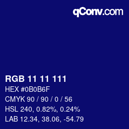カラーコード: RGB 11 11 111 | qconv.com