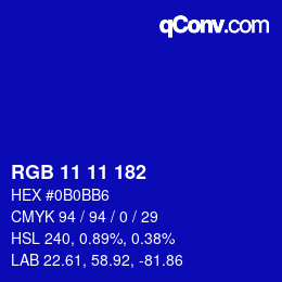 Color code: RGB 11 11 182 | qconv.com