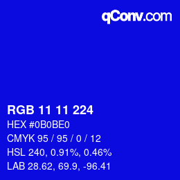 Color code: RGB 11 11 224 | qconv.com