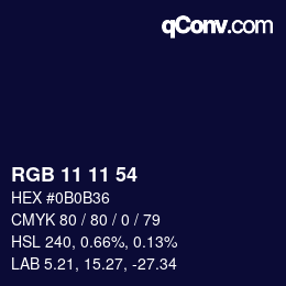 カラーコード: RGB 11 11 54 | qconv.com