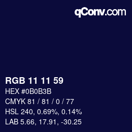Color code: RGB 11 11 59 | qconv.com