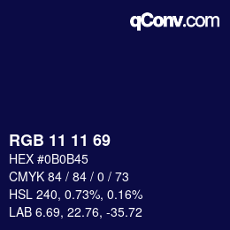 カラーコード: RGB 11 11 69 | qconv.com