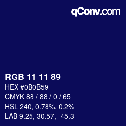 カラーコード: RGB 11 11 89 | qconv.com