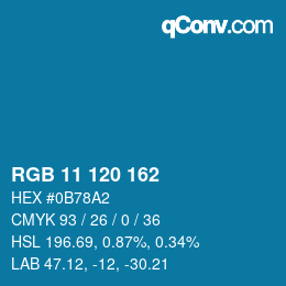 Color code: RGB 11 120 162 | qconv.com
